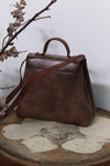 Cherevichkiotvichki 109 Collection British Handmade Calfskin Double Lock Bag PC2 Brown Hand Dyed